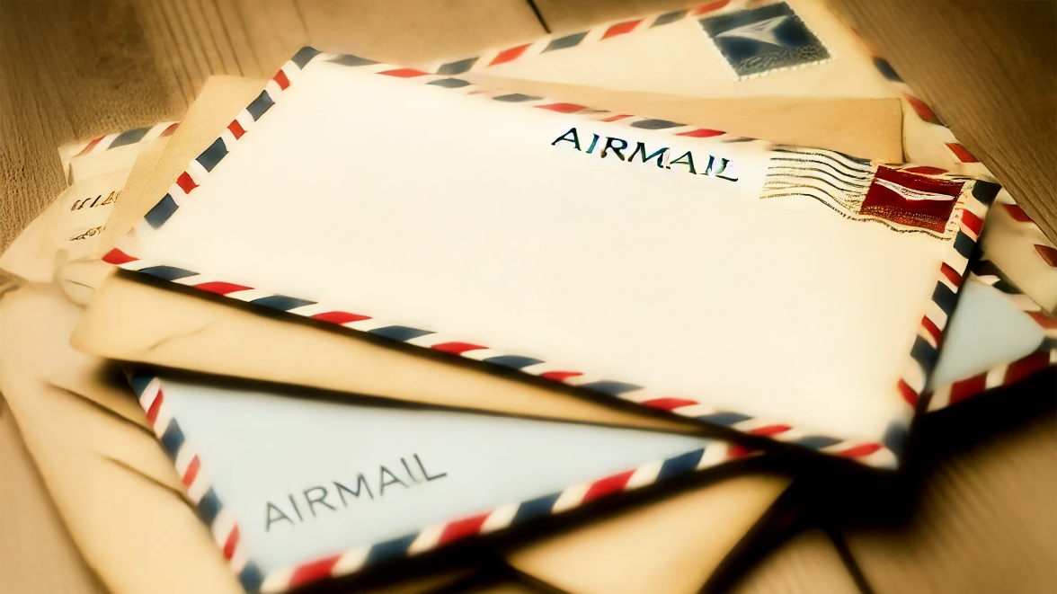 Old Letters and Envelopes (with red and blue striped edges): Images of handwritten letters to emphasize the connection between your grandmother and her children.